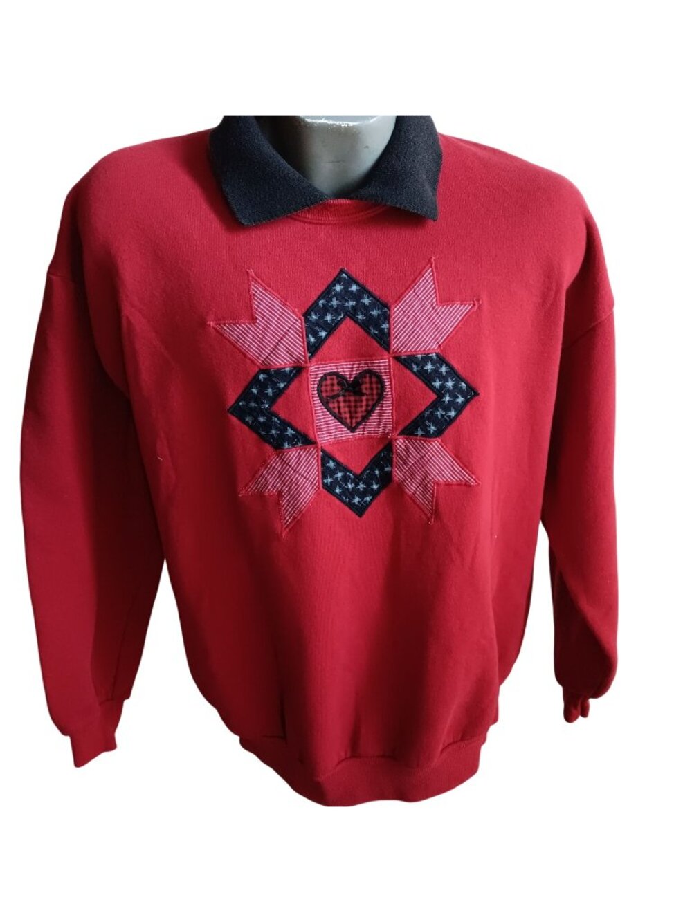 Vintage Heart cottagecore Women's Sweatshirt XL 90s Red Peter Pan Sweat Shirt